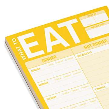 Knock Knock What To Eat Pad (Yellow), Magnetic Meal Planning Note Pad With Magnet, 6 x 9-inches