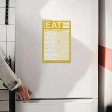 Knock Knock What To Eat Pad (Yellow), Magnetic Meal Planning Note Pad With Magnet, 6 x 9-inches