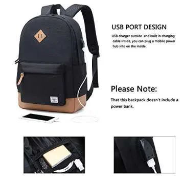 Durable Water-Resistant USB Backpack for Students and Professionals