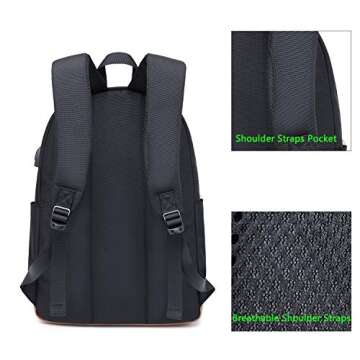 abshoo Classical Basic Womens Travel Backpack For College Men Water Resistant Laptop School Bookbag (USB Black)