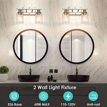 ShineTech 2-Light Brushed Nickel Bathroom Light Fixtures