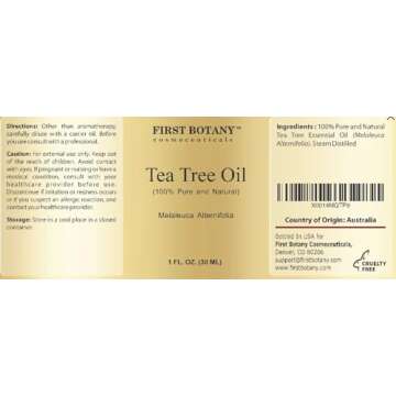First Botany, 100% Pure Australian Tea Tree Essential Oil with high conc. of Terpinen - A Known Solution to Help in Fighting Acne, Toenail Issues, Dandruff. (1 fl oz)
