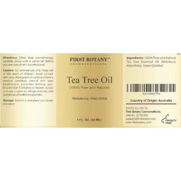 First Botany, 100% Pure Australian Tea Tree Essential Oil with high conc. of Terpinen - A Known Solution to Help in Fighting Acne, Toenail Issues, Dandruff. (1 fl oz)