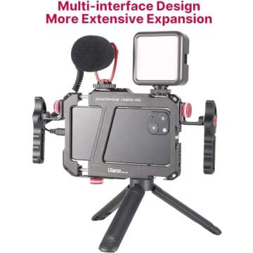 ULANZI Smartphone Video Rig with Handle, LINO Filmmaking Case Aluminum Alloy Phone Video Stabilizer Grip Tripod Mount for Video Maker Videographer with Cold Shoe for iPhone 16 15 Mini Pro Max 8 Plus