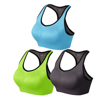 Match Racerback Sports Bras for Women – Padded Seamless Strappy Workout Tops for Yoga Gym Running ...