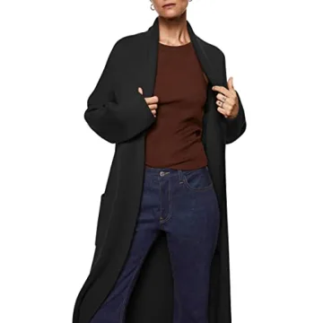 Women's Long Sleeve Maxi Cardigan with Pockets for Travel