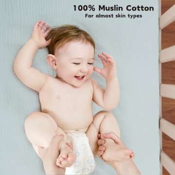 Susurration Muslin Crib Sheets 2Pack 100% Cotton Soft&Breathable Nursery Sheet 28x52inch Baby Fitted...