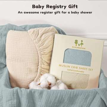 Susurration Muslin Crib Sheets 2Pack 100% Cotton Soft&Breathable Nursery Sheet 28x52inch Baby Fitted Bed Sheets for Standard Crib Mattress&Toddler Bed Mattress (Ice Cream)