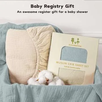 Susurration Muslin Crib Sheets 2Pack 100% Cotton Soft&Breathable Nursery Sheet 28x52inch Baby Fitted Bed Sheets for Standard Crib Mattress&Toddler Bed Mattress (Ice Cream)