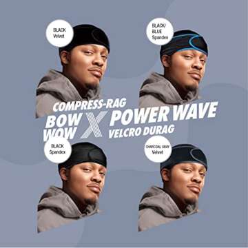 Red by Kiss Premium Bow Wow X Power Wave Durag, 360 Wave Compression Cap for Men & Women, Adjustable Hook-and-Loop Strap, Stylish & Durable, Ideal for Locs, Braids, Finger Waves (Spandex - Black)