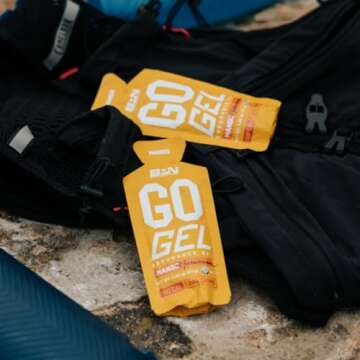 Bare Performance Nutrition, BPN Go Gel Endurance Gel, Vegan + Gluten Free Running Gel with 24g of Carbohydrates & 100 Calories per Gel Pack, 10 Single-Serving Gel Packs, Mango