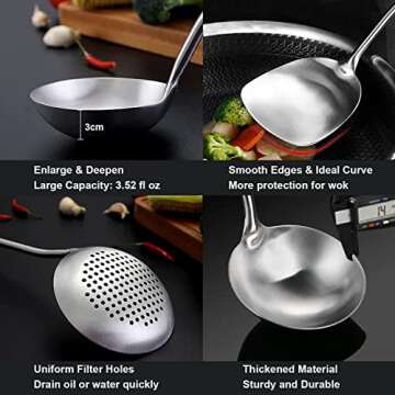 NIITAWH 3-Piece Stainless Steel Wok Utensils Set