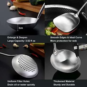 NIITAWH 3-Piece Stainless Steel Wok Utensils Set