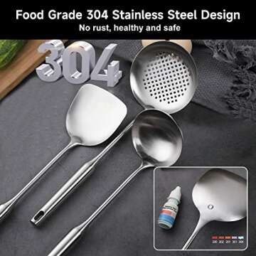 NIITAWH 3-Piece Stainless Steel Wok Utensils Set