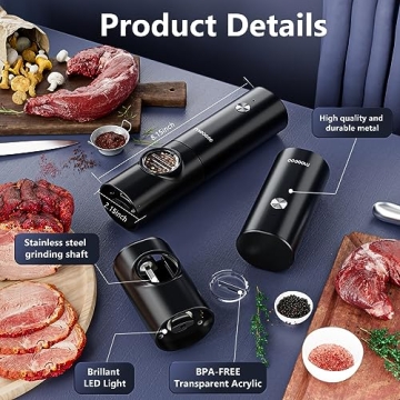 Electric Salt and Pepper Grinders - Perfect Gift Set