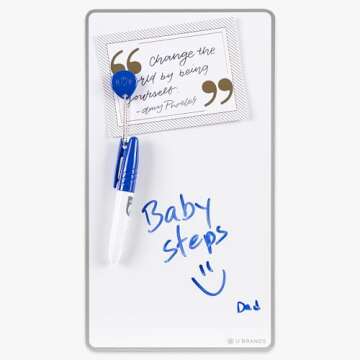 U Brands Magnetic Dry Erase Board Value Pack, 6"x11", Frameless, Includes 3 Magnetic Markers