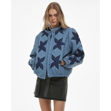 Gacaky Women's Floral Quilted Jacket - Trendy & Cozy