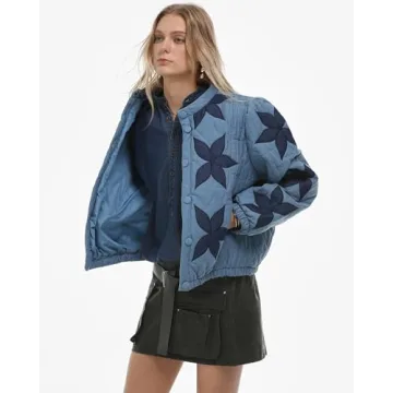 Gacaky Women's Floral Quilted Jacket - Trendy & Cozy