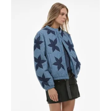 Gacaky Women's Floral Quilted Jacket - Trendy & Cozy