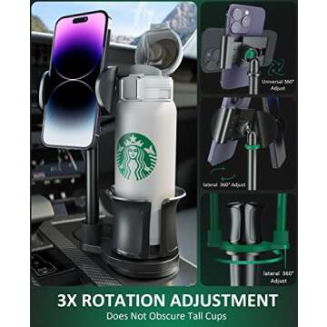 Car Cup Holder Phone Mount: Universal Auto Cell Phone Stand with Drink Expand Cup Holder for Truck |...