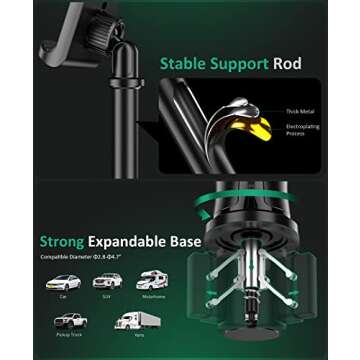 Car Cup Holder Phone Mount: Universal Auto Cell Phone Stand with Drink Expand Cup Holder for Truck | SUV | Automobile Compatible with iPhone & Samsung and Other Android Smartphone