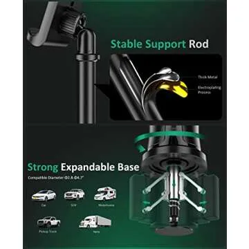Car Cup Holder Phone Mount: Universal Auto Cell Phone Stand with Drink Expand Cup Holder for Truck | SUV | Automobile Compatible with iPhone & Samsung and Other Android Smartphone