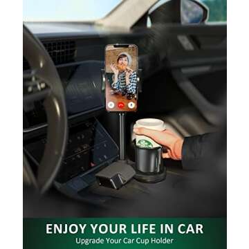 Car Cup Holder Phone Mount: Universal Auto Cell Phone Stand with Drink Expand Cup Holder for Truck | SUV | Automobile Compatible with iPhone & Samsung and Other Android Smartphone