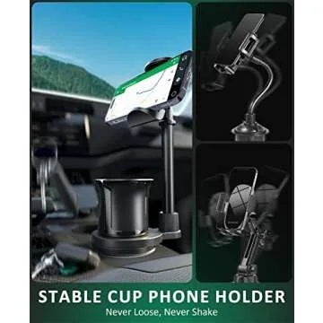 Car Cup Holder Phone Mount: Universal Auto Cell Phone Stand with Drink Expand Cup Holder for Truck | SUV | Automobile Compatible with iPhone & Samsung and Other Android Smartphone