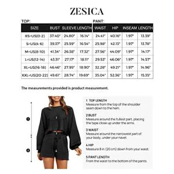 ZESICA Women's Casual Long Sleeve Solid Color Knit Pullover Sweatsuit 2 Piece Short Sweater Outfits Sets,Black,Small
