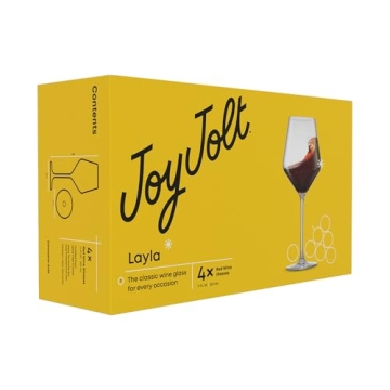 JoyJolt Layla Red Wine Glasses Set of 4 Elegant Durable
