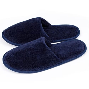 Spa Slippers Closed Toe (12Pairs, 6L+6M) Disposable Indoor Hotel Slippers, Fluffy Coral Fleece, Padd...