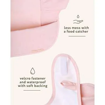 WILLOW + SIM Waterproof Baby Bib for Baby Girl - Better Than Silicone, Wipe Clean and Washable - Toddler Bibs with Food Catcher, Ideal Feeding bib for Babies and Infants - No Sleeve - Scallop Shell