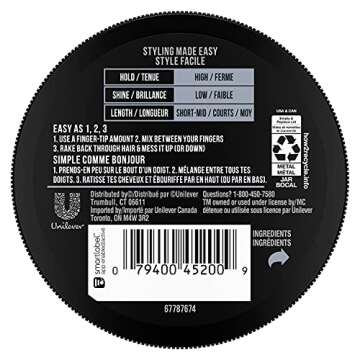 AXE Styling Messy Look Textured Matte Hairstyle Pomade for Men 2.64 oz