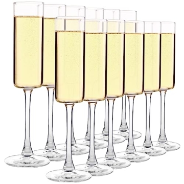 Elegant Champagne Glasses Set of 12, Glass Champagne Flutes for Birthday, Wedding, Party - 6 oz, Cle...