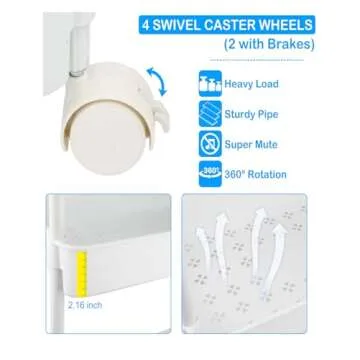 Volnamal Diaper Caddy - 3-Tier Organizer with Wheels