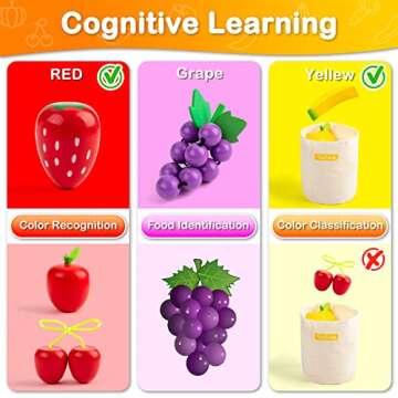 69 Pcs Wooden Play Food Sets for Kids Kitchen, Pretend Food Toys for Toddlers, Play Kitchen Toys, Fa...