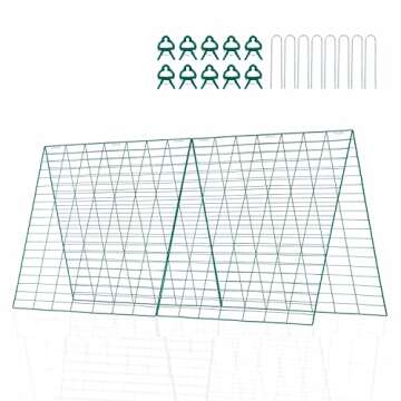 Lymn Cucumber Trellis for Garden - 4 Large Metal A-Frame Supports, 12 Spiral Connectors - Perfect for Growing Climbing Vegetables and Flowers Outdoors - Complete with Plant Clip and U Stakes