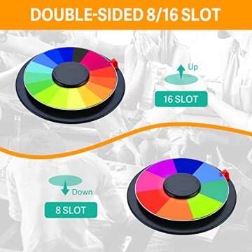 Delizon 8 Inch Color Prize Wheel, Double-Sided 8/16 Slot Spinning Wheel Fortune Game, Holiday Activi...