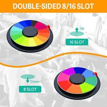 Delizon 8 Inch Color Prize Wheel, Double-Sided 8/16 Slot Spinning Wheel Fortune Game, Holiday Activi...