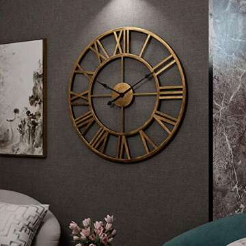 RuiyiF 24 Inch Silent Metal Wall Clock - Oversized Decor