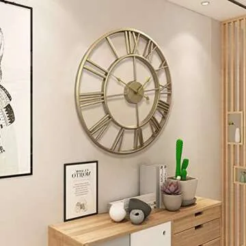 RuiyiF 24 Inch Silent Metal Wall Clock - Oversized Decor