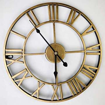 RuiyiF 24 Inch Silent Metal Wall Clock - Oversized Decor