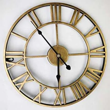 RuiyiF 24 Inch Silent Metal Wall Clock - Oversized Decor