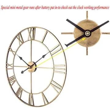 RuiyiF 24 Inch Silent Metal Wall Clock - Oversized Decor