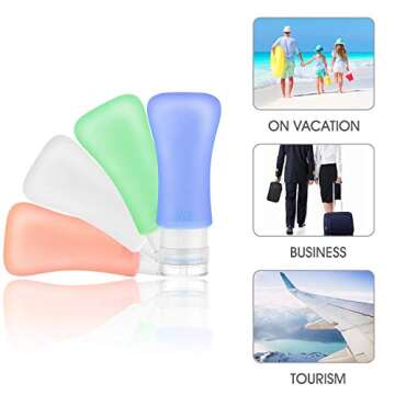 14 Pack Silicone Travel Bottles Set,Leak Proof Travel Size container For Toiletries,Leak Proof Silicone Travel Accessories And Conditioner Bottles,Perfect For Personal Travel (Green)