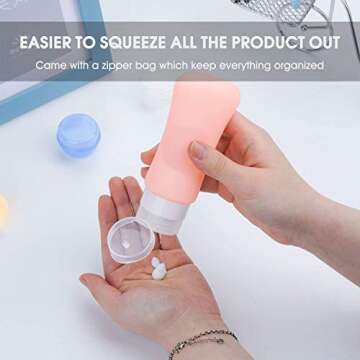 14 Pack Silicone Travel Bottles Set,Leak Proof Travel Size container For Toiletries,Leak Proof Silicone Travel Accessories And Conditioner Bottles,Perfect For Personal Travel (Green)