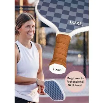 LUXE. Pickleball Paddle | Cute, Fun, Stylish, Pickle Ball Paddles with Textured Carbon Fiber Surface for High Grit and Spin | Non-Slip, Comfortable Grip (Blue Checker)