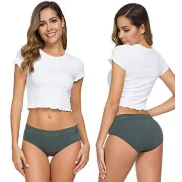 AYMEFF Womens Underwear Cotton Bikini Panties Lace Soft Hipster Panty Ladies Stretch Full Briefs 5 Pack(6002S-Dark3)