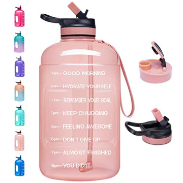 Half Gallon Motivational Water Bottle with Two Lids