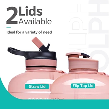 Half Gallon Motivational Water Bottle with Two Lids